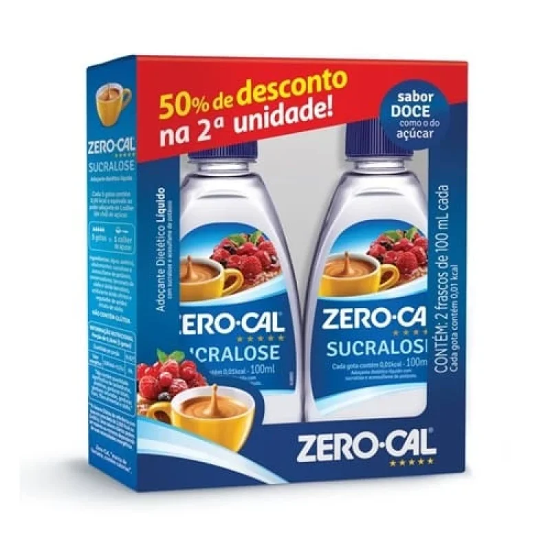 Kit Adoçante Zero-Cal Sucralose, com 2 unidades de 100ml cada