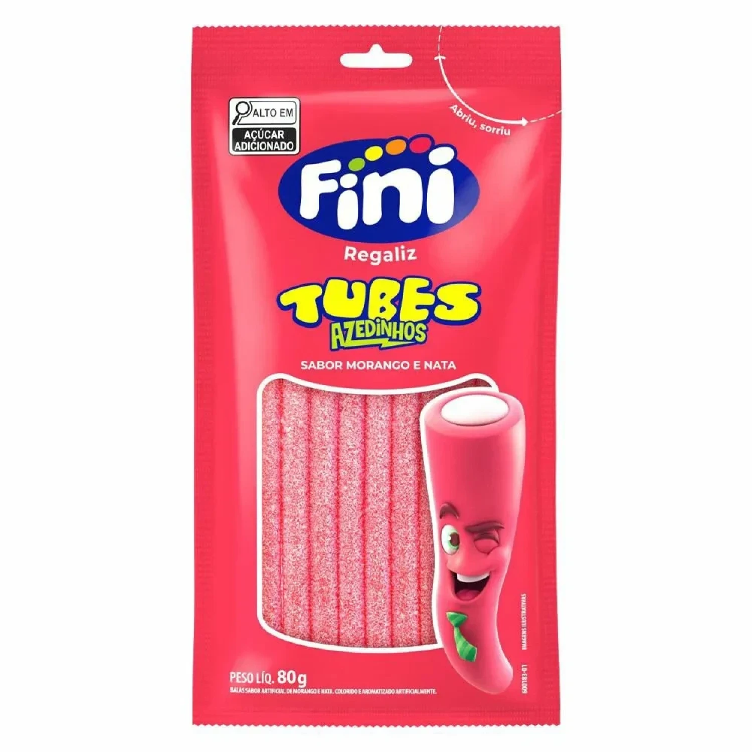 Bala de Gelatina Fini Tubes Azedinhos Morango e Nata 80g (1/1)