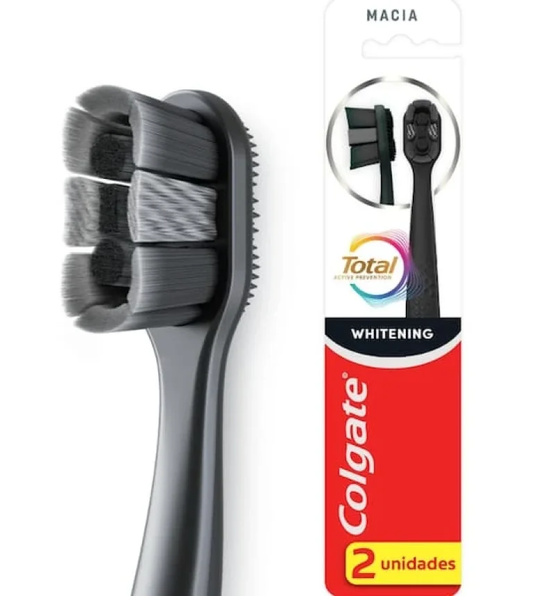 Escova Dental Macia Colgate Total Whitening, com 2 unidades