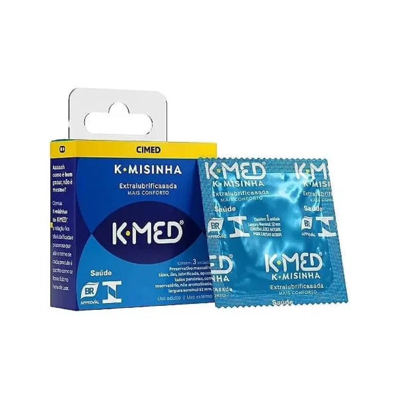 Preservativo K-Med K-Misinha Extralubrificada, com 3 unidades