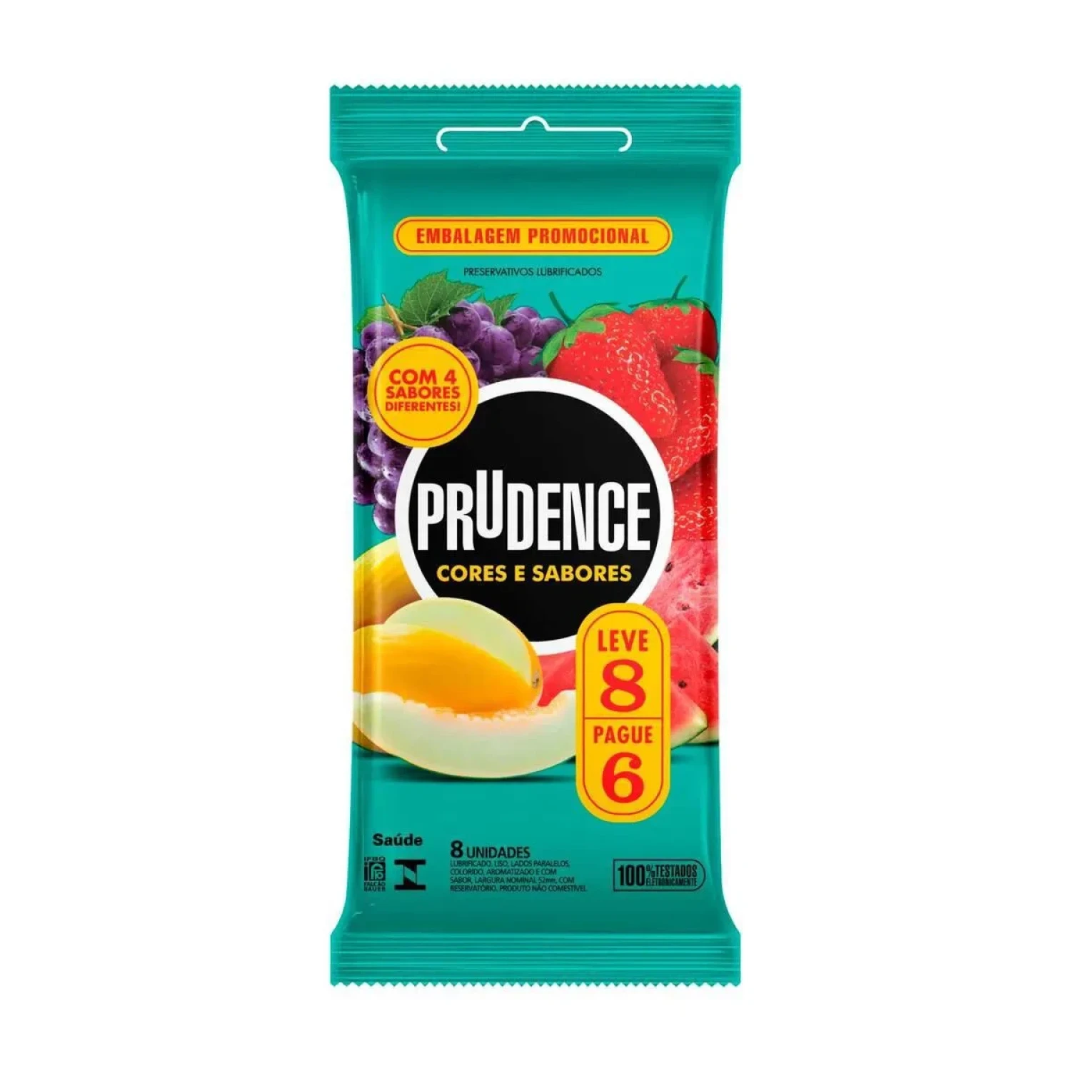 Preservativo Prudence Cores e Sabores, com 8 unidades (1/1)