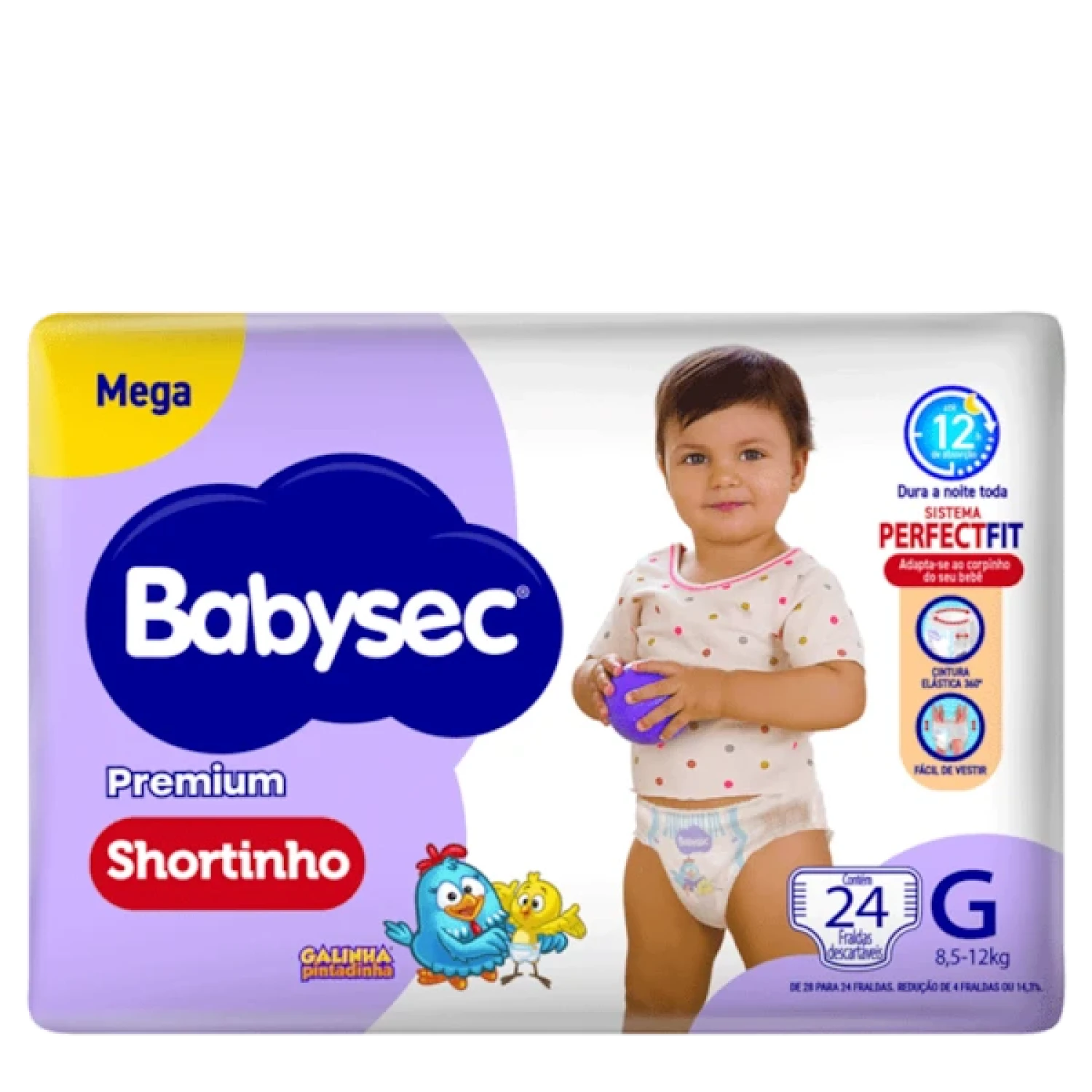 Fralda Babysec Premium Shortinho Mega G, com 24 unidades (1/1)