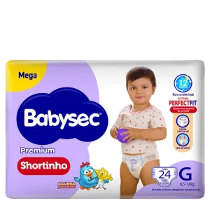Fralda Babysec Premium Shortinho Mega G, com 24 unidades