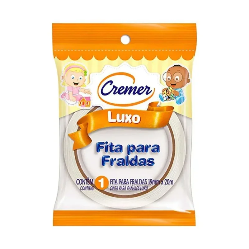Fita para Fraldas Cremer Luxo Branca 19mm x 20m