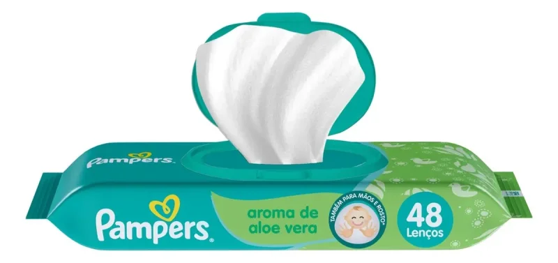 Lenço Umedecido Pampers Aroma de Aloe Vera 48 unidades 