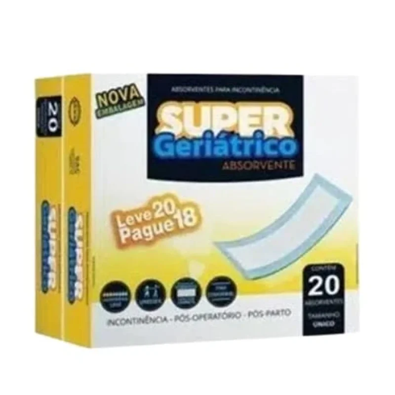 Absorvente Geriátrico Super Geriátrico, com 20 unidades