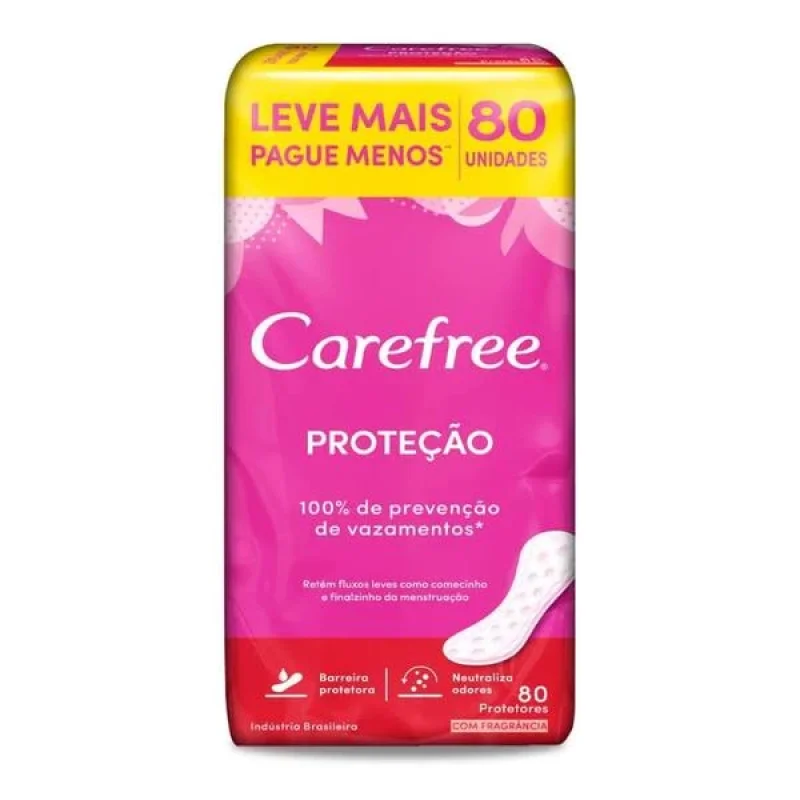 Protetor Diário Carefree Proteção Com Fragrância, com 80 unidades